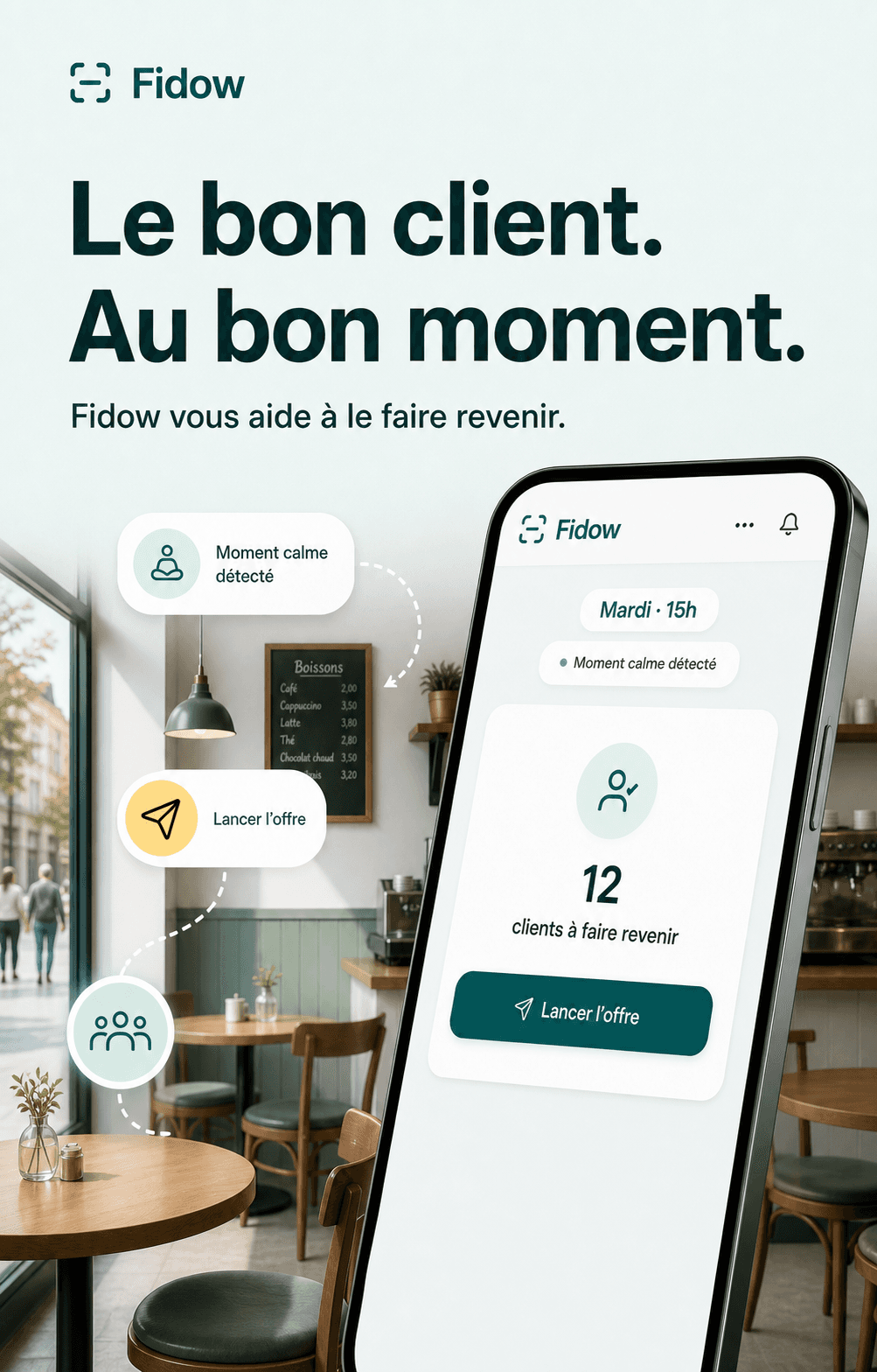 Fidow aide les commerçants à choisir le bon client, le bon moment et la bonne action pour faire revenir